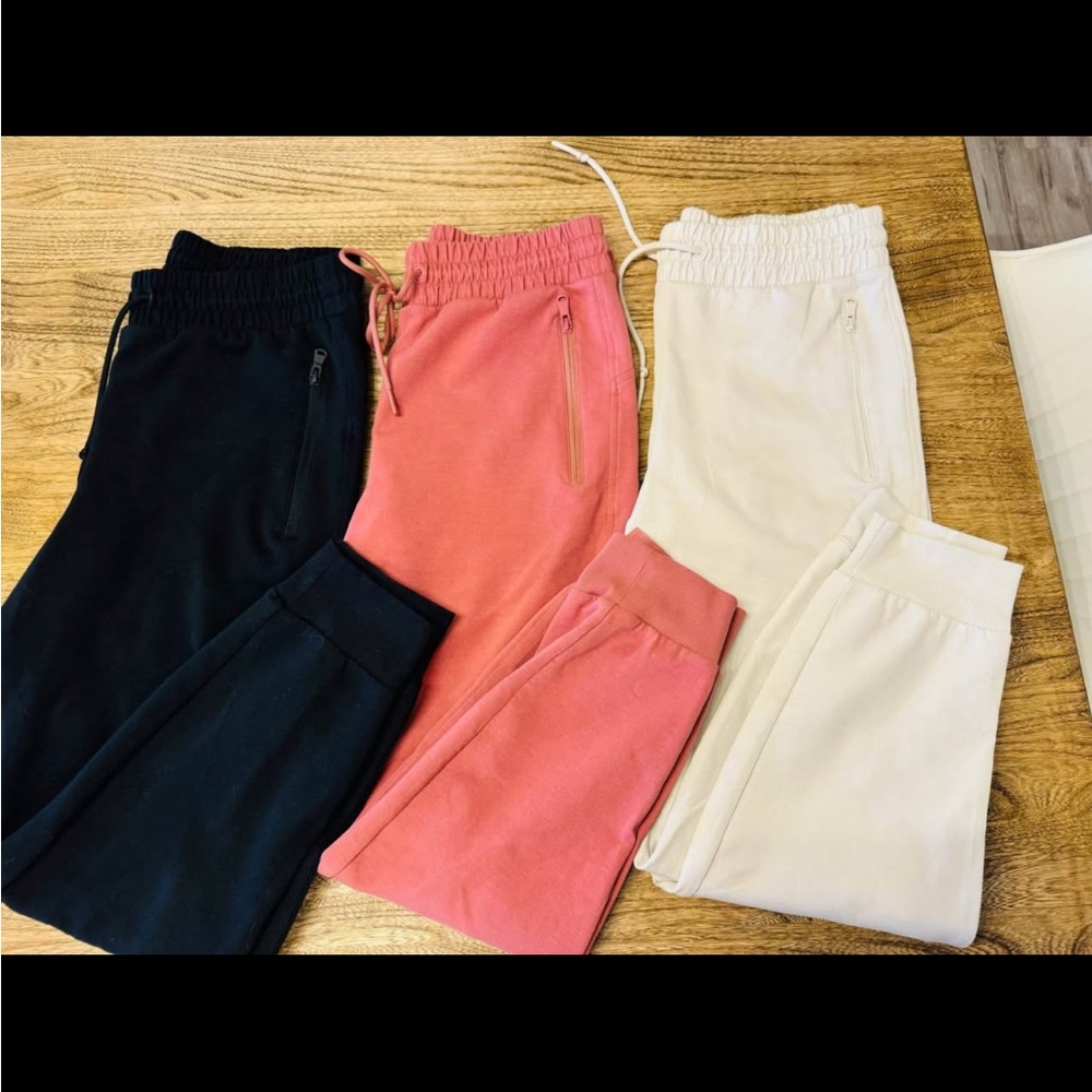 Three high waisted old navy joggers, size medium but fit like a large.